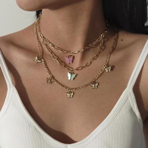 Trend Butterfly Necklaces Gold Necklace for Women Aesthetic Accessories Boho Pendant Gold Chain Choker Necklaces