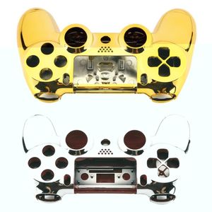 Full Housing Shell Case Skin Cover Button Set with Full Buttons Mod Kit Replacement For Playstation 4 PS4 Controller Gold Sliver