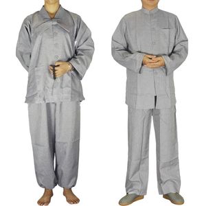 Abbigliamento etnico Costume da tempio Shaolin maschile e femminile Abito buddista zen Abito da meditazione uniforme Abito da monaco