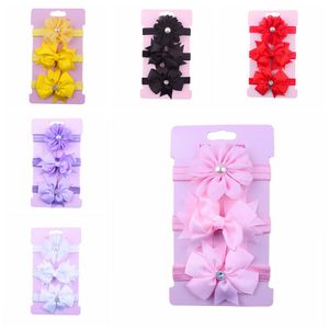 3 pz/lotto Bambini A Coda di Rondine Bowknot Fascia Elastica FAI DA TE Fiori Fatti A Mano Copricapo Neonate Accessori Per Capelli Decorazione Del Partito