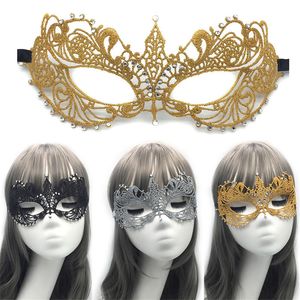 New 3d Lace Halloween Masquerade Half Face Women Lady Rhinestone Venetian Mask Costume Festive Dance Party Christmas Carnival Dress Up Mask