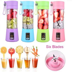 6 Blades Personal Blender Colorful Portable Mini Blender USB Juicer Cup Electric Juicer Bottle Fruit Vegetable Tools Squeezers Reamers
