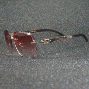 2022 Fabriks grossist New Jagged Edge Women Vintage Solglasögon Män C Deco Spotted Black Buffalo Horn för fiske glasögon