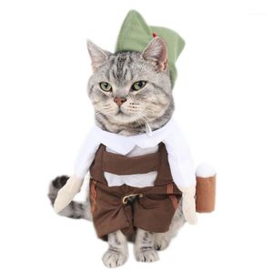 Wholesale waiter s for sale - Group buy Barman Beer Waiter Cat Costume with Hat Cosplay Suit for Pets Funny Cat Clothes Clothing Halloween Costume vetement chat S XL1