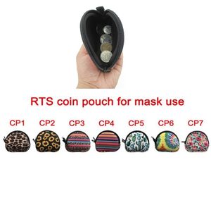 Liten Neopren Zipped Coin Pouch Maskhållare Sunflower Leopard Multifunktion Earbud Väska Hörlur påse Face Mask Storage Väskor