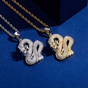 Colar de dragão chinês pingente gelado masculino colares de ouro hip hop joias da moda