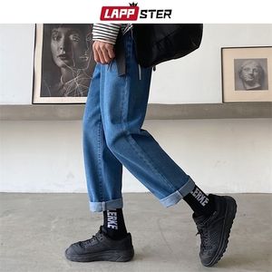 Lappster homens fashions coreano azul plus tamanho jeans harem calças homens japoneses streetwear denim solta perna larga calça solta 201111