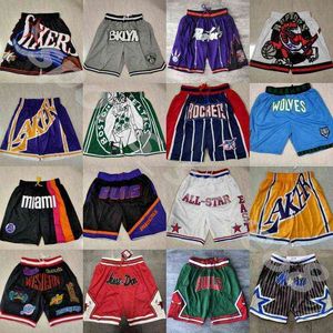 Don Just Team Shorts de basquete Hip Pop Calça com bolso Moletom Azul Branco Preto Vermelho Verde Curto Beisebol costurado de alta qualidade