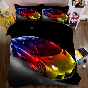 3D cama conjunto de carros fotos cama lençóis rainha gêmeo completo cover decorno folha de cama fronha 4 pcs / conjunto folha equipada em casa têxteis 201021