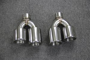 2 Piece Car Styling Muffler tip Exhaust Pipe Fit For all cars 304 Stainless Steel Length About 240mm Double Y Model