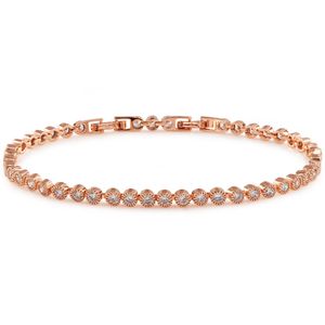 Chain Rose Gold Plated Armband för vackra kvinnor Shinny Cubic Zirconia Not Skin Allergy Free Frakt Ny