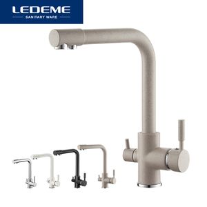 LEDEME Waterfilter Taps Kitchen Faucets Mixer Drinking Water Filter Multi-color Kitchen Faucet Sink Tap Water Tap Black White T200424