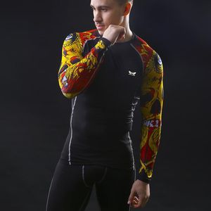 男性圧縮長袖通気性クイックドライTシャツボディービルの重量リフティングベースレイヤーフィットネスタイトトップスTシャツ201203