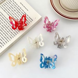 Butterfly Hair Claw Mini Acetate Hair Clip Clamps Söt söt hårnål Färgglada sommar Eleganta Kvinnor Flickor Hår Tillbehör Smycken