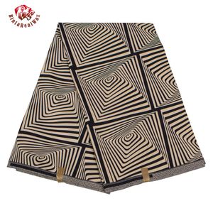 Bintarealwax meter Afrikanskt Tyg Svart Striped Mönster Kläder Material Polyester Vaxtryck Tyg för Kvinnor Party Dress FP6398