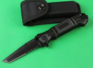 Specialerbjudanden 716 Assisted Fast Open Flipper Folding Kniv 440c Svart Halv Serrtation Tanto Blade Aluminium Alloy Handle Survival Knives Wit