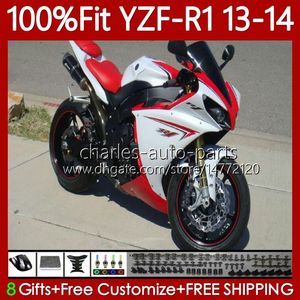 100% Fit OEM Codework для Yamaha Moto YZF-R1 YZF-1000 YZF R 1 1000CC 13-14 Body 94NO.11 YZF R1 1000 CC YZFR1 13 14 YZF1000 2013 2014 впрыскивая плесень обтекатель белый красный BLK