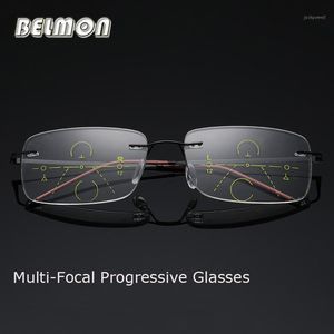 Sunglasses Belmon Multi-Focal Progressive Reading Glasses Men Women Rimless Presbyopic Male Diopter Eyeglasses +1.0+1.5+2.0+2.5+3.0 RS7921