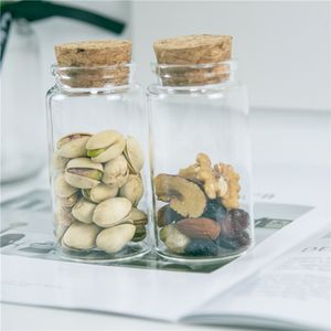 47x90x33mm 100ml Glass Jars With Cork Clear Transparent Empty Wishing Bottles Wood Stopper 6pcs/lot Free Shipping
