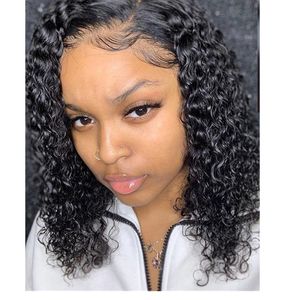 Brazilian water Wave Lace Frontal Wig Remy Pre-Plucked Curly front Closure Wigs Human Hair Wet And Wavy Short Bob 130% diva1