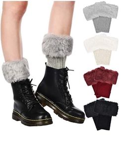 Kadın Kış Bacak Isıtıcıları Kız Sahte Kürk Trim Boot Socks Cuff Kısa Kürklü Örgü Bacak Isıtıcıları 9 Molors