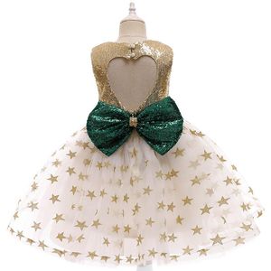 LOVE girls dresses sequin large bowknot girls dress star kids dresses girls formal dresses party dress princess dress retail