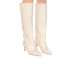 Hot Sale European Style Pointed Toe Plus Storlek Kvinnors Skor Straight Stiletto Heel Retro Knee-Length Thigh High Boots