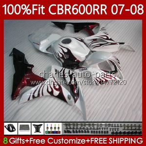 OEM Bodys för Honda CBR 600 RR CC F5 600CC 2007 2008 Bodywork 70No.114 Röda flammor CBR600 RR CBR 600RR 600F5 CBR600RR 07 08 CBR600F5 2007-2008 Injektionsformfee