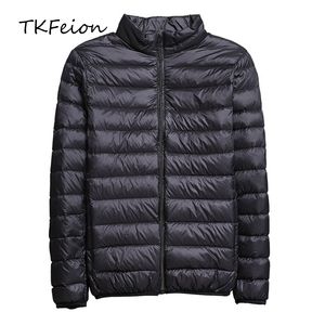 Spring/Autumn Mens Slim Jackets Fashion Lightweight Portable Stand Collar Plus Size Male Duck Down Coats Clearance Sale LJ201013