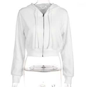 メンズパーカースウェットジップアップ秋冬女性ポケットスリム作物女性服巾着ホワイトセクシーなパーカーコットンコート1