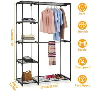 Kleidungsspeichersystem. großhandel-Schrank Organizer Kleiderschrank Regale System Kit Tragbare Kleidung Lagerung Metallgestell