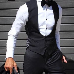 Herrvästar enstaka brudgummen Vest Slim Fit Custom Made Wedding Men's Waistcoat Groom Mens for Party1