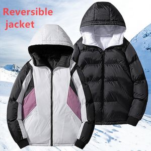 Womens 다운 재킷 스포츠 겨울 코트 남성 양면 착용 캐주얼 망 코튼 자켓 코트 뒤집을 재킷 남성 outwear 뜨거운 판매