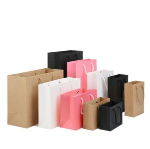 Paper Shopping Bag Recyclable Shop Store Packaging Bags Clothes Gifts Cardboard Wrap Recyclable Pouch with Handle 18 Sizes