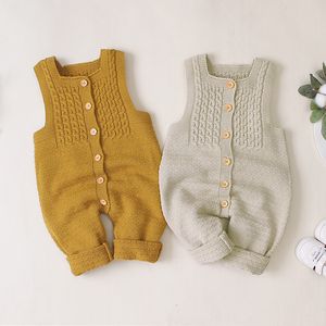 Baby Clothes Cotton Sleeveless Baby Girls Rompers Infant Newborn Ruffle Knitted Wool Romper Jumpsuit Playsuit Pajamas overalls children