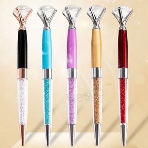 Grande diamante Ballpoint Metal Crystal Ballpoints Student Escrita Pen Office Publicidade Signature Pens School Material 15 Cores BH5850 TYJ