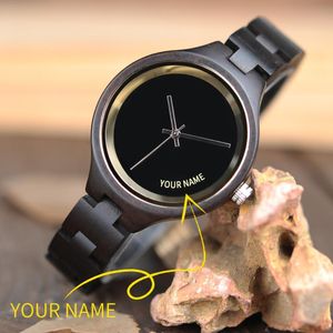 BOBO BIRD Damenuhr, individueller Name auf Zifferblatt, Holz, schlichtes Design, personalisierte Armbanduhr, Dropshipping in Geschenkbox, reloj mujer 201114