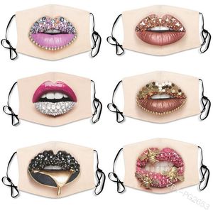Мода пылезащитная маска для лица алмаз защитный PM2.5 рот моющиеся многоразовые женщины красочные стразы маски