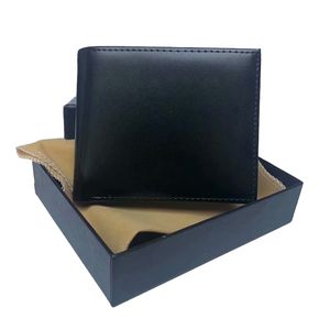 Läder Mens Business Short Luxury Wallet Black Purse Cardholder Present Box Case Holder Classic Fashion Plånböcker