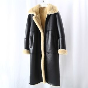 Oftbuy nova marca real casaco de pele inverno jaqueta mulheres natural genuíno couro merino pele pele grosso quente outerwear streetwear 201212