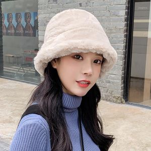 Lambswool Hat Female Autumn And Winter Korean Version Of The Tide Wild Plush Basin Wind Outdoor Cold-proof Cute Face Cap Cycling Caps & Mask