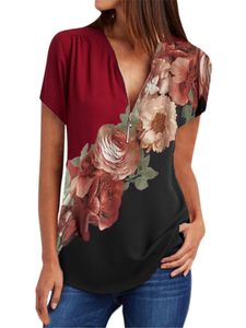 Мода Новый темперамент Женщина рубашка Повседневная молния Дамы свободно Большой размер с коротким рукавом LJ200811