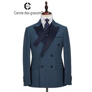 Cenne Des Graoom Nowe Mężczyźni Garnitur Kostium Blazer Spodnie Dwa Kawałki Double Breasted Slim Fit Wedding Party Groom Tuxedo DG-AI 201105