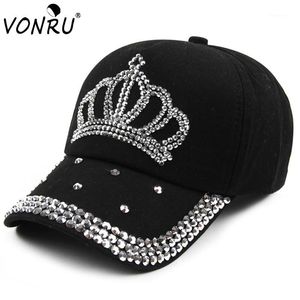 Wholesale- VONRU New Crown Rhinestone Baseball Caps Fashion Jean Hat Hip Hop Women Denim Baseball Cap Sun Hat1