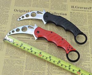 1st Högkvalitativ övningskniv 420C Satin Blade G10 Handtag Karambit Outdoor EDC Taktiska Knivar Med Retail Box