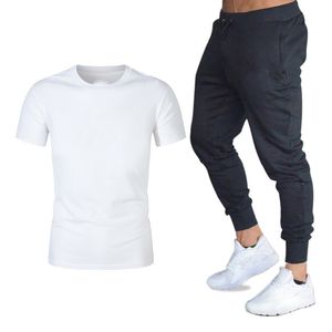 Vendita calda estiva Set da uomo T-shirt + pantaloni Set da due pezzi Tuta casual da uomo 2019 Maglietta casual Palestre Pantaloni fitness da uomo WE