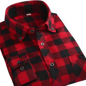 Camisas casuais casuais por atacado - alimens xadrez camisa homens luva longa alta qualidade 100 algodão slim encaixe botão botão para baixo flanela para homens1