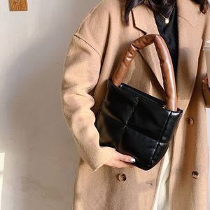 Wholesale fluffy bags for sale - Group buy Fashion fluffy Down Women s Handbag Small Space cotton Black Shoulder Bags for Women Winter PU Leather Square Tote Purses C0308