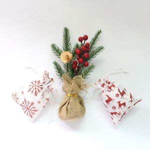 10x14 13x18 10st/Lot Santa Gift Christmas Candy DrawString PAG PACKING POUCHES Natural Cotton Can Pr Jllkod