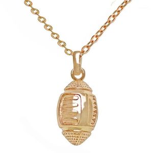 Jóias De Ouro De Champanhe venda por atacado-Pingente colares esportes bola de rugby americano futebol gargantilha colar para mulheres champanhe ouro ouro fitness jóias colar